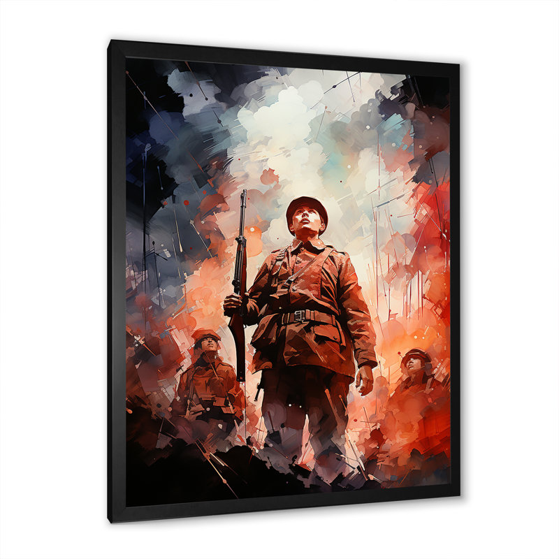 "Militaires militaires", impression sur toile, Cadre simple noir, H 20 po x l 12 po x P 1 po