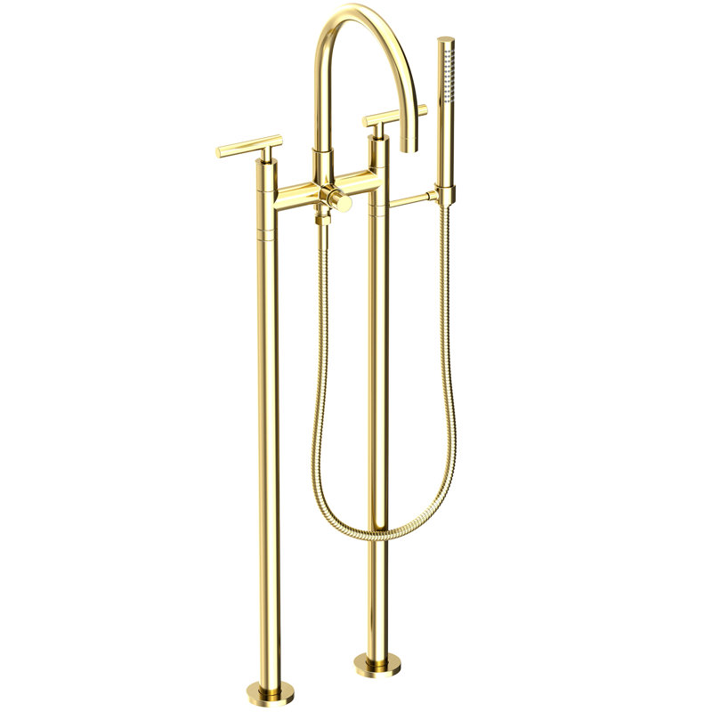 Exposed Tub & Hand Shower Set W/Risers, Forever Brass
