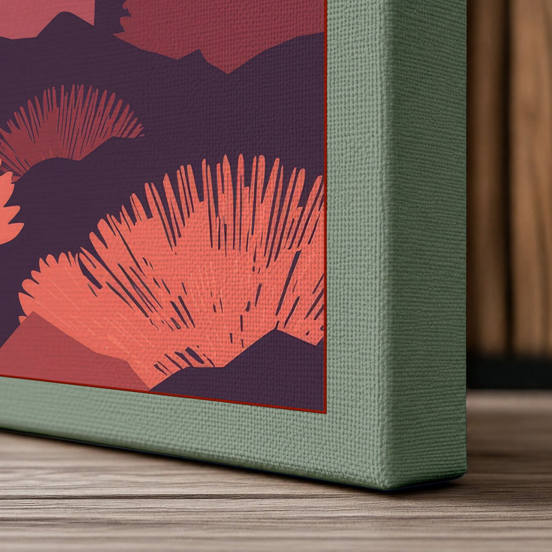 Desert at Sunset Modern - Wrapped Canvas, 30x20 - 76.2 x 50.8 cm, Sage Border