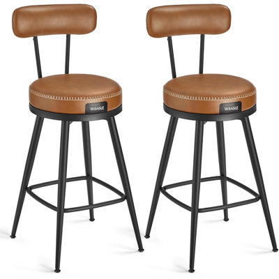 Swivel Upholstered Counter Stool with Metal Frame