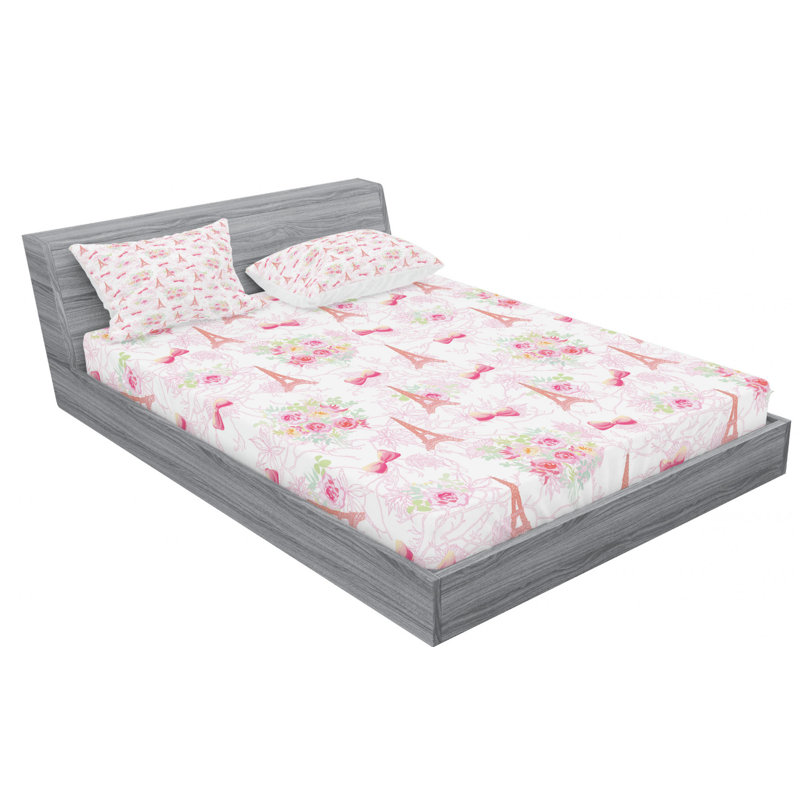 Microfiber Floral Sheet Set, Full Sheet Set + Fitted Sheet + 2 Pillowcases