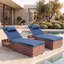 Chaise longue d'extérieur en osier inclinable avec table d'appoint et coussins-866509103