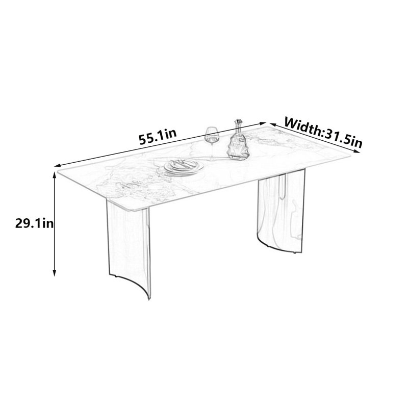 Table de salle à manger Modern, H 29,1 po x L 55,1 po x l 31,5 po