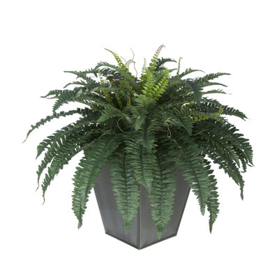 25'' Faux Fern Plant in Metal Planter