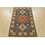 Tapis Kazak 4′ x 5′11″ en laine bleue, noué à la main, style tribal oriental