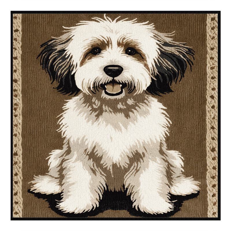 Washable Havanese Dogs Area Rug, Square 7'