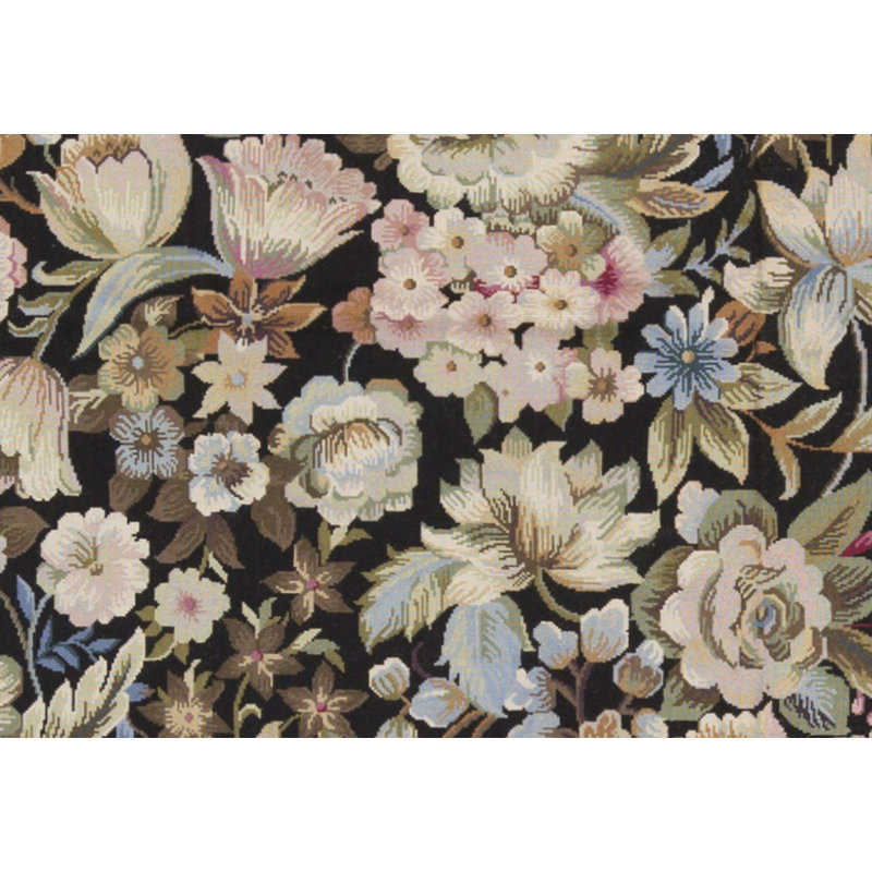 Hand-Knotted High-Quality Black and Black Area Rug