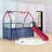 Twin Metal House Loft Bed With Slide And Ladder-1100496204