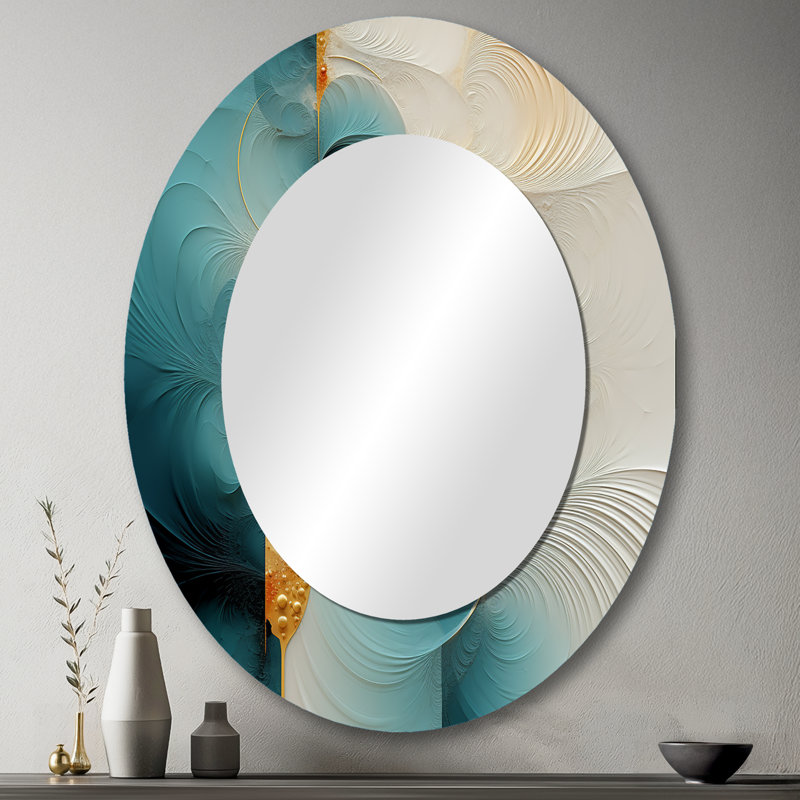 Spiral Miracle Of Cosmic Delight II - Modern Oval Wall Mirror, 43" x 33"