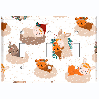 Plaque murale d'interrupteur à bascule à 3 bandes Christmas Sleeping Babies Clouds