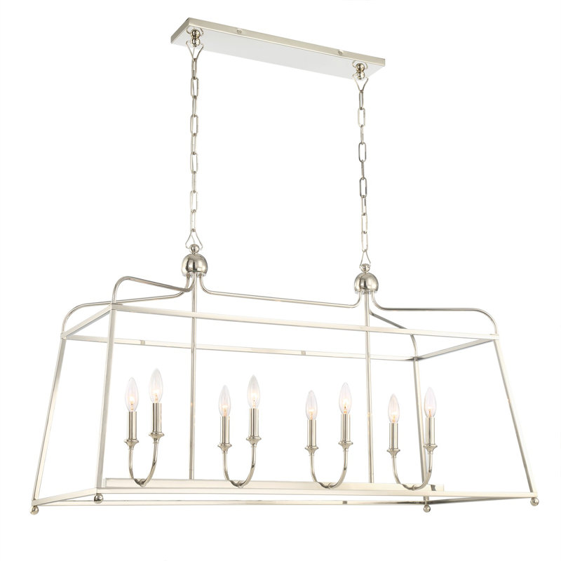 Lustre linéaire moderne à 8 lumières, Nickel poli