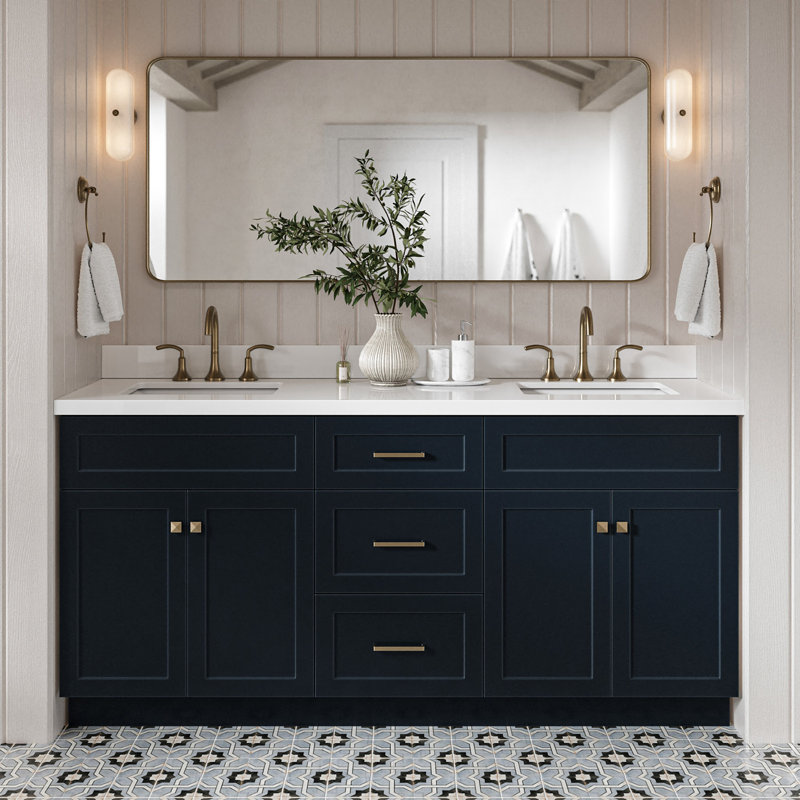 Ensemble de meuble-lavabo double 73 po Hamlet, Bleu minuit