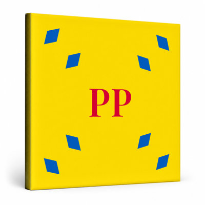 Phnom Penh World City Luxury Diamond Monogram — Blue Yellow Red — Canvas Wall Art