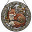 Panneau de vitrail en verre coloré Fox H， 12 po-1658956353