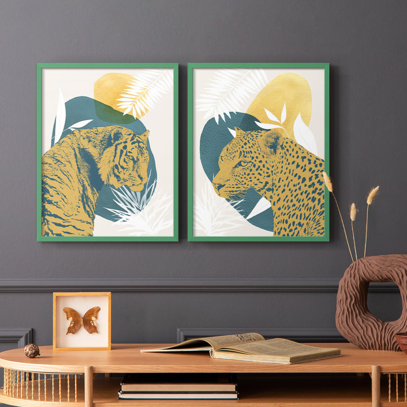 «Jungle Cat I», reproduction encadrée de qualité supérieure - prête à être accrochée - aucun clou requis - aucun clou requis