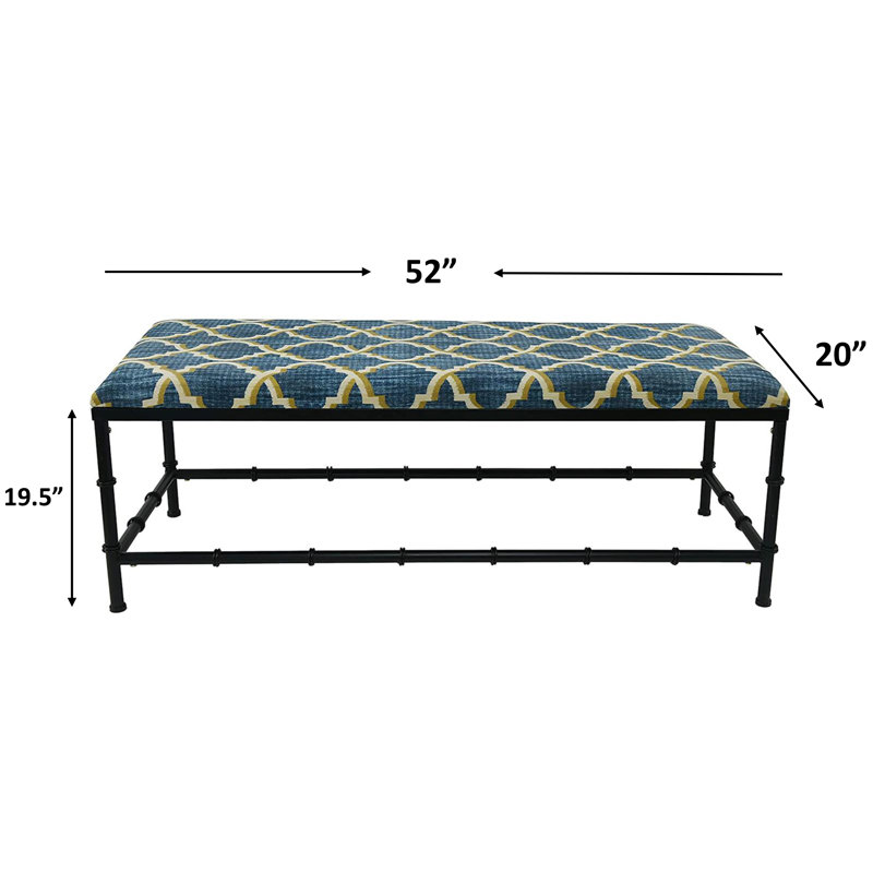 Banc rembourré Amerson, Treillis lustré, Noir