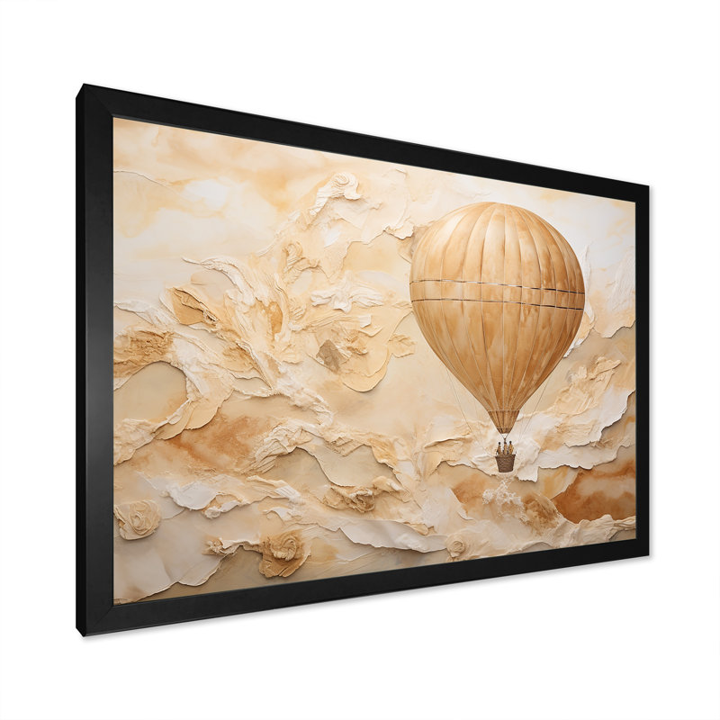 Minimalisme, montgolfière, voyages sur toile, Cadre simple noir, H 34 po x l 44 po x P 1,5 po