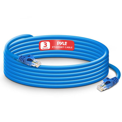 Pyle RJ45 CAT6 UTP Ethernet Cable - Universal Connectivity 10 FT LAN Cable For Pcs, Computer Servers, Printers, Routers, Switch Boxes, Network Media Players, Poe Devices, And More (Blue)