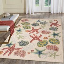 1pc Starfish & Beach Pattern Door Mat, Modern Polyester Indoor Outdoor Rug  For Home