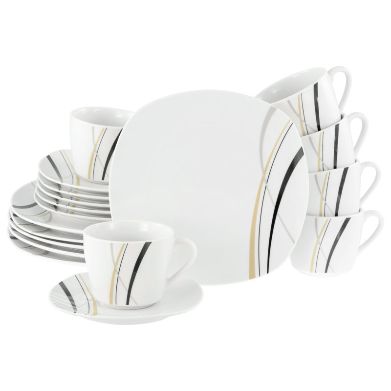 Square Piece Porcelain China Dinnerware Set - Service for 6
