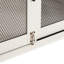 Niche pour chien en bois avec accès rabattable et cloison amovible, finition réglable esthétique blanche