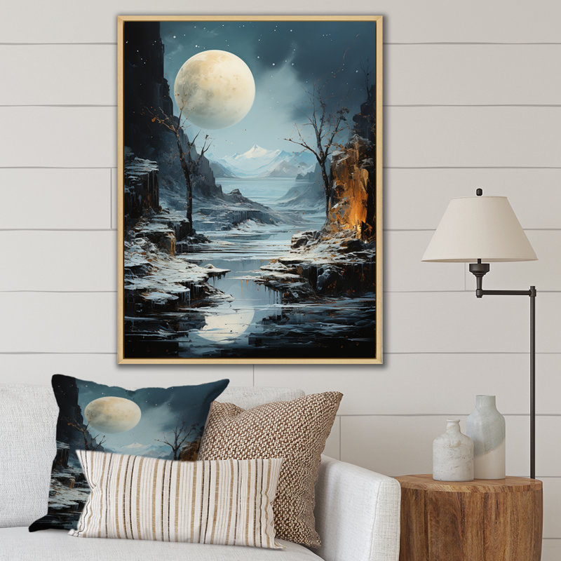 Bleu gris Mercury Plutos Paradox - Mercury Wall Art Living Room, H 32 po x l 16 po x P 1 po, Cadre naturel flottant