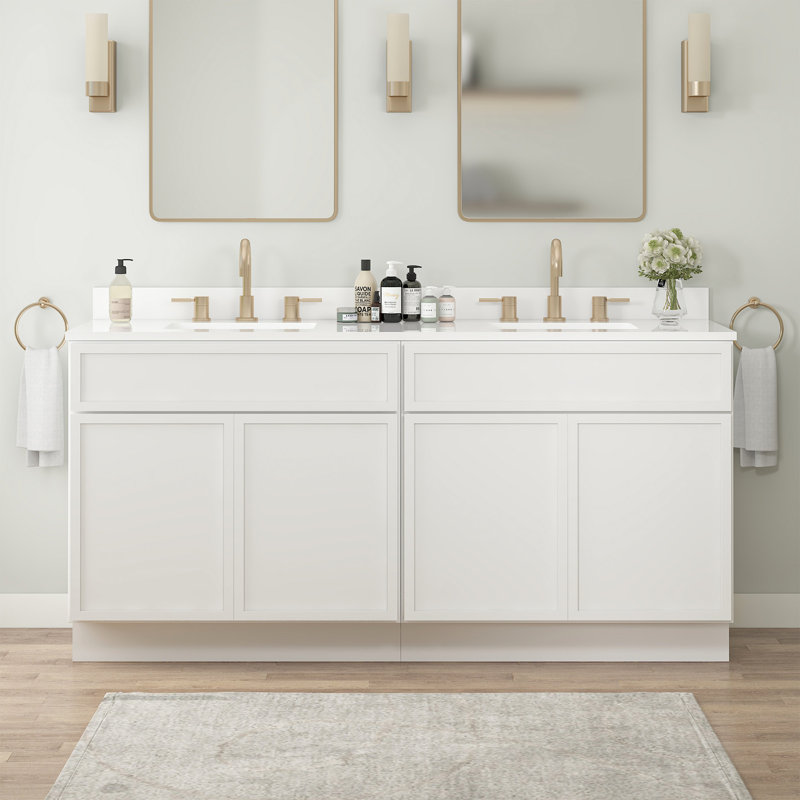 78" Double Bathroom Vanity Base Only, White