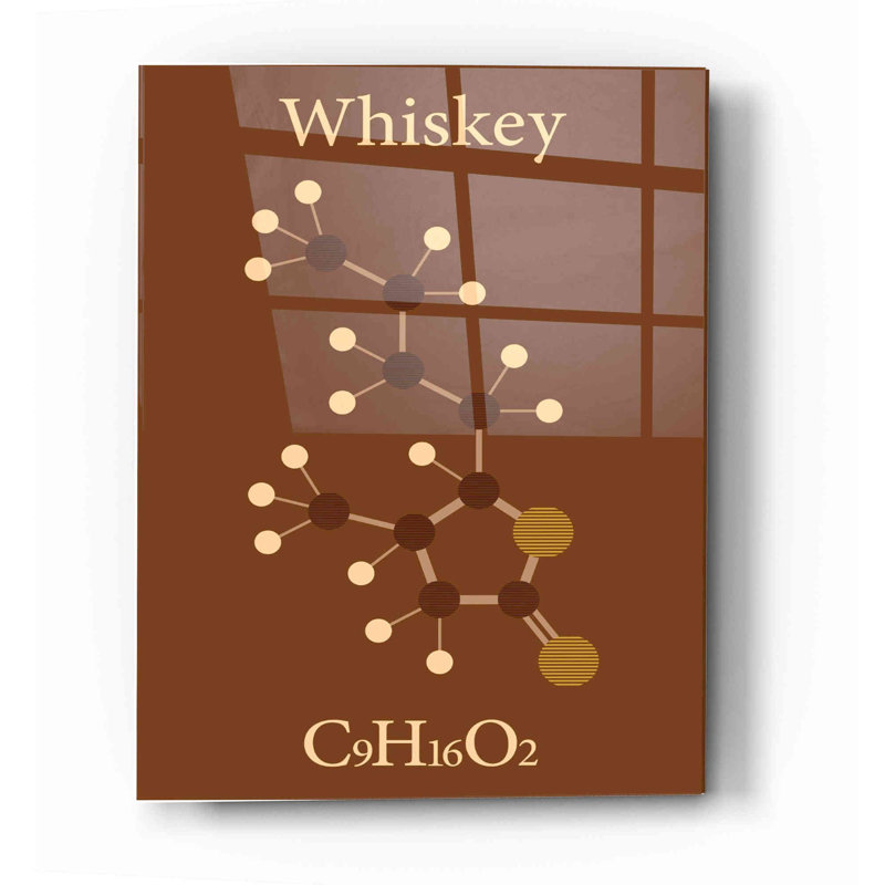 «Whiskey Molecule», art mural en verre acrylique, 24 po x 36 po, H 16 po x l 12 po x P 0,12 po