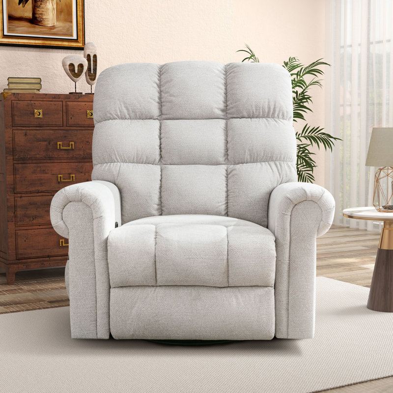 Mylinn 42.5" Wide Manual Standard Recliner with Massager, Beige 100% Polyester