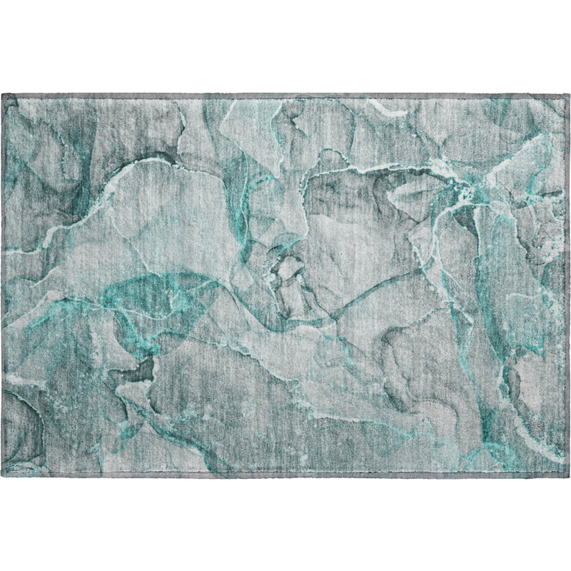 Premium Machine Washable Cerrito AMF519 Blue Rug, Rectangle 1'8" x 2'6"