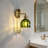 1-light Brass Wall Lamp Green Glass Wall Lightning Living Room