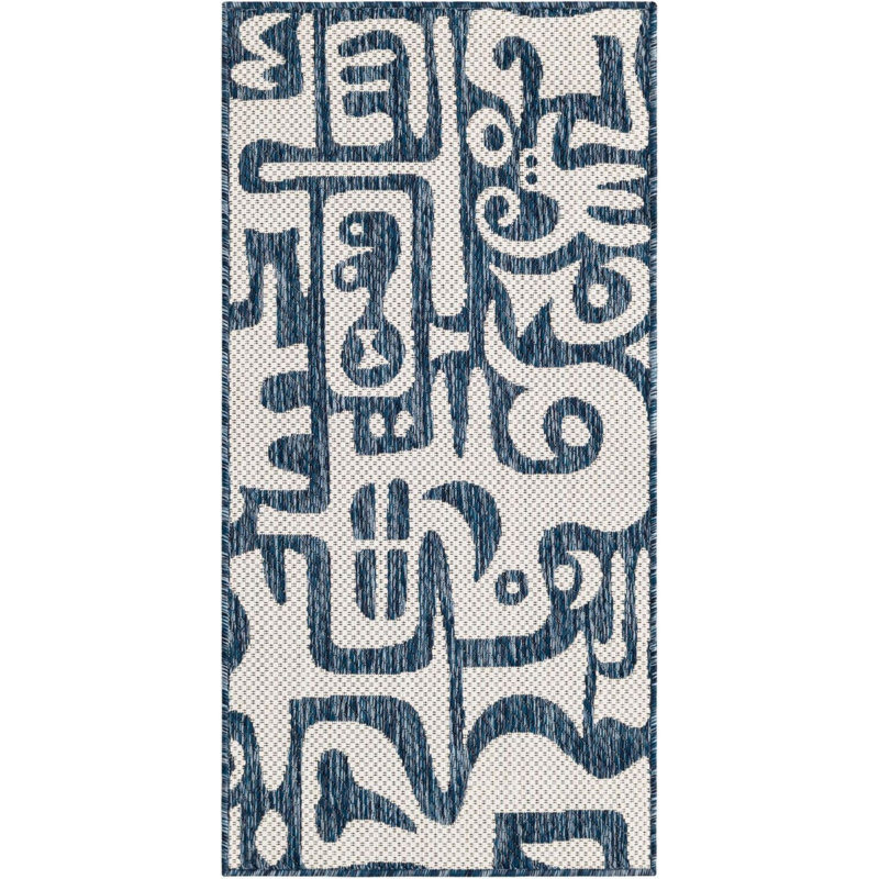 Contemporary Nykeia Area Rug Blue Color, Runner 2' x 4'1"