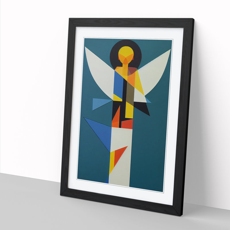 FRM-V0523-99X Angel Suprematism - Single Picture Frame Print, Black Framed, 64cm H x 46cm W x 2cm D