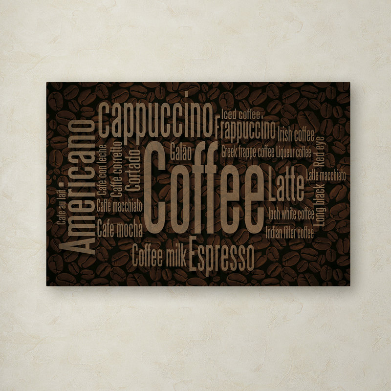 «Coffee 1» par Lantern Press, reproduction d'art textuel sur toile, H 12 po x l 19 po x P 2 po