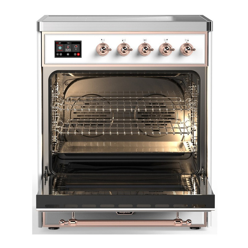 Majestic III Series 30 Inch Induction Range with 4 Induction Elements in White (Copper Trim), White, Copper