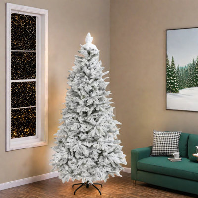 Spacieux arbre de Noël épinette de 7,5 pi, base en métal durable, charme rustique pour la maison