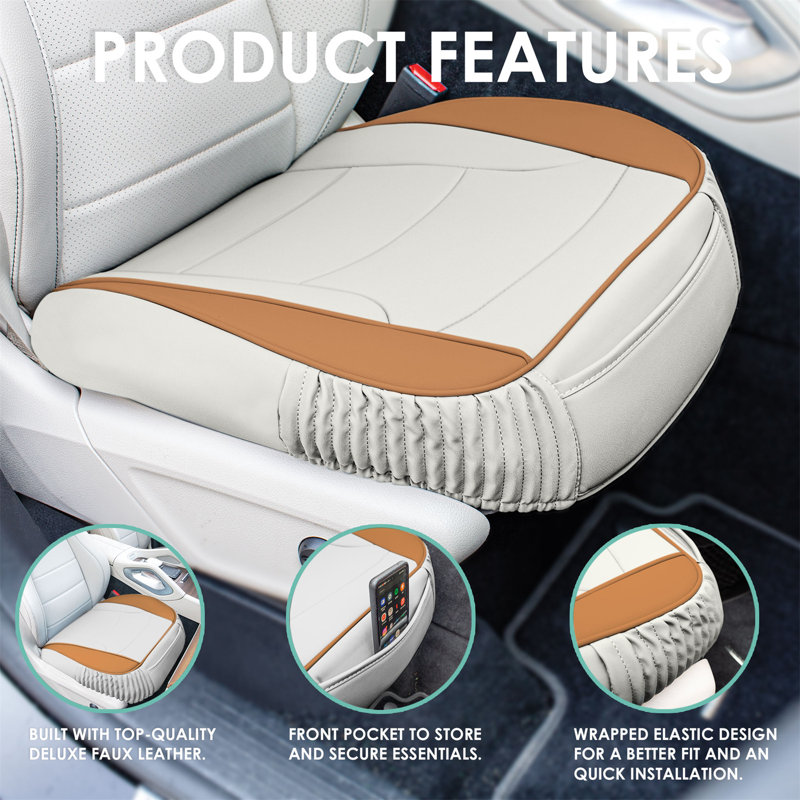 Ensemble de coussins de siège en similicuir de luxe Ultra Comfort, coussin inférieur seulement, Brun clair / beige