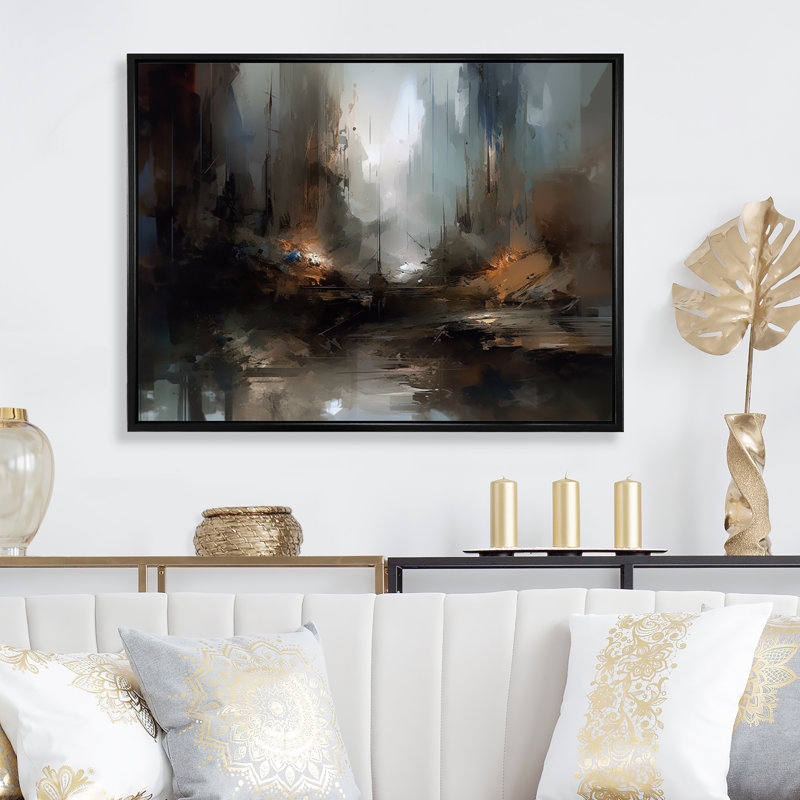 «Misquamiqueut Delicate Brushstrokes Abstract I», reproduction sur toile, H 30 po x l 40 po x P 1,5 po, Cadre flottant noir