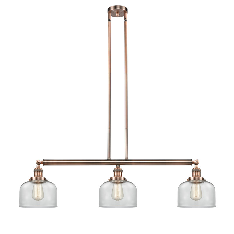 Bell - Luminaire suspendu pour îlot de cuisine 3 lumières 41 ", Cuivre antique, Ampoule non incluse