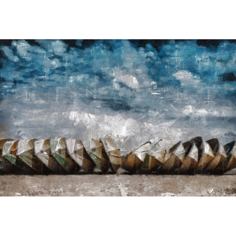 Painted Stacked Canoes - Wrapped Canvas Art Prints, 30cm H x 46cm W x 3.8cm D
