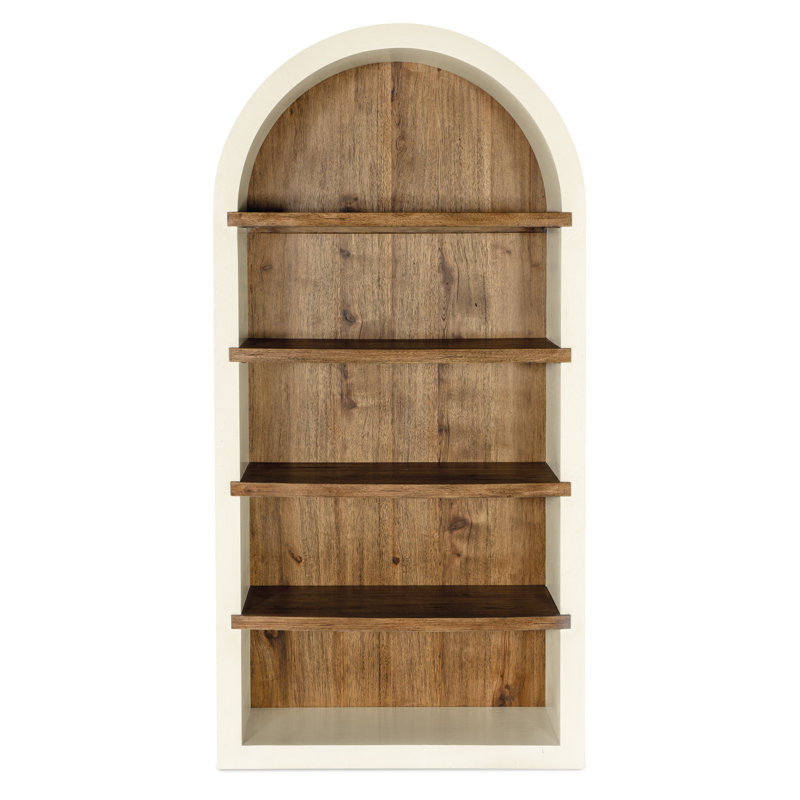 White and Hickory Wood Rustic Etagere Bookcase