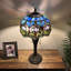 Lampe de table tiffany Hamal, tulipes bleues et vitrail, ampoules DEL incluses H 22 po x l 12 po