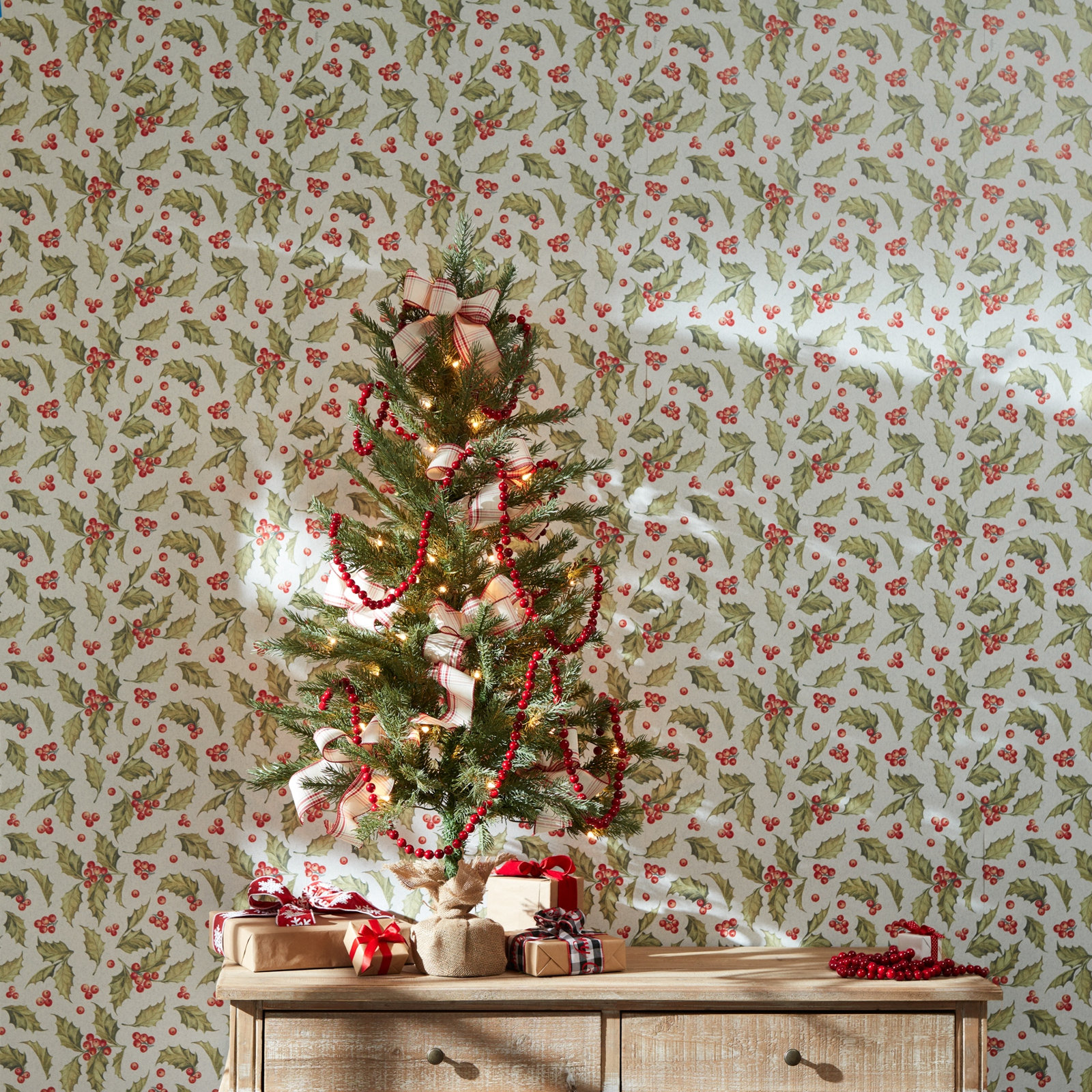 Faux Pine Tree in Burlap Pot Liner, 49" H x 29" W x 29" D