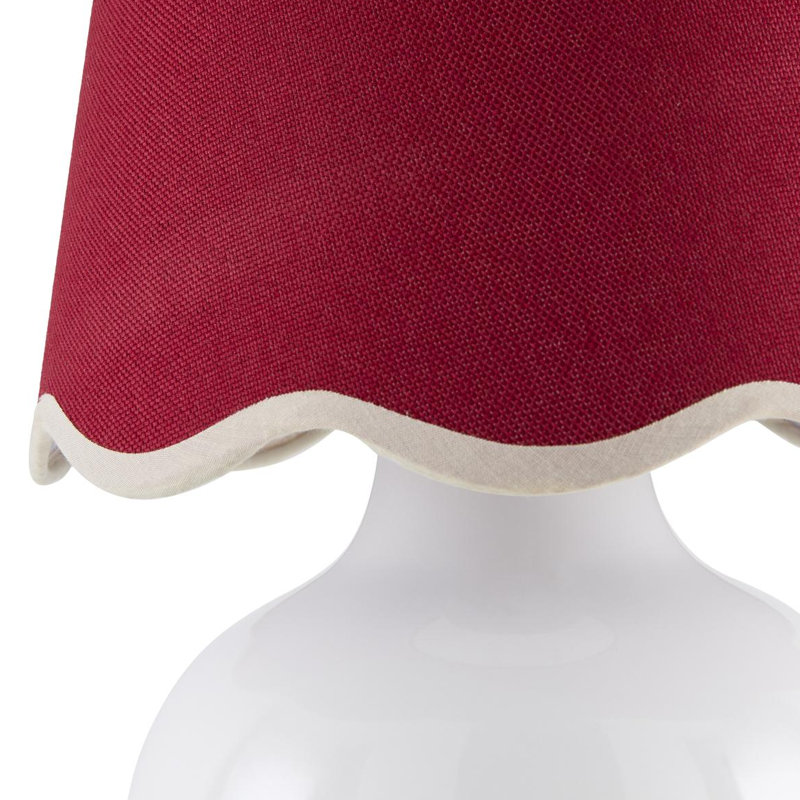 Momsen Coloured Scallop Shade Lamp, Red, High Gloss White