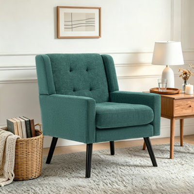 Tufted Upholstered Wide Back Armchair