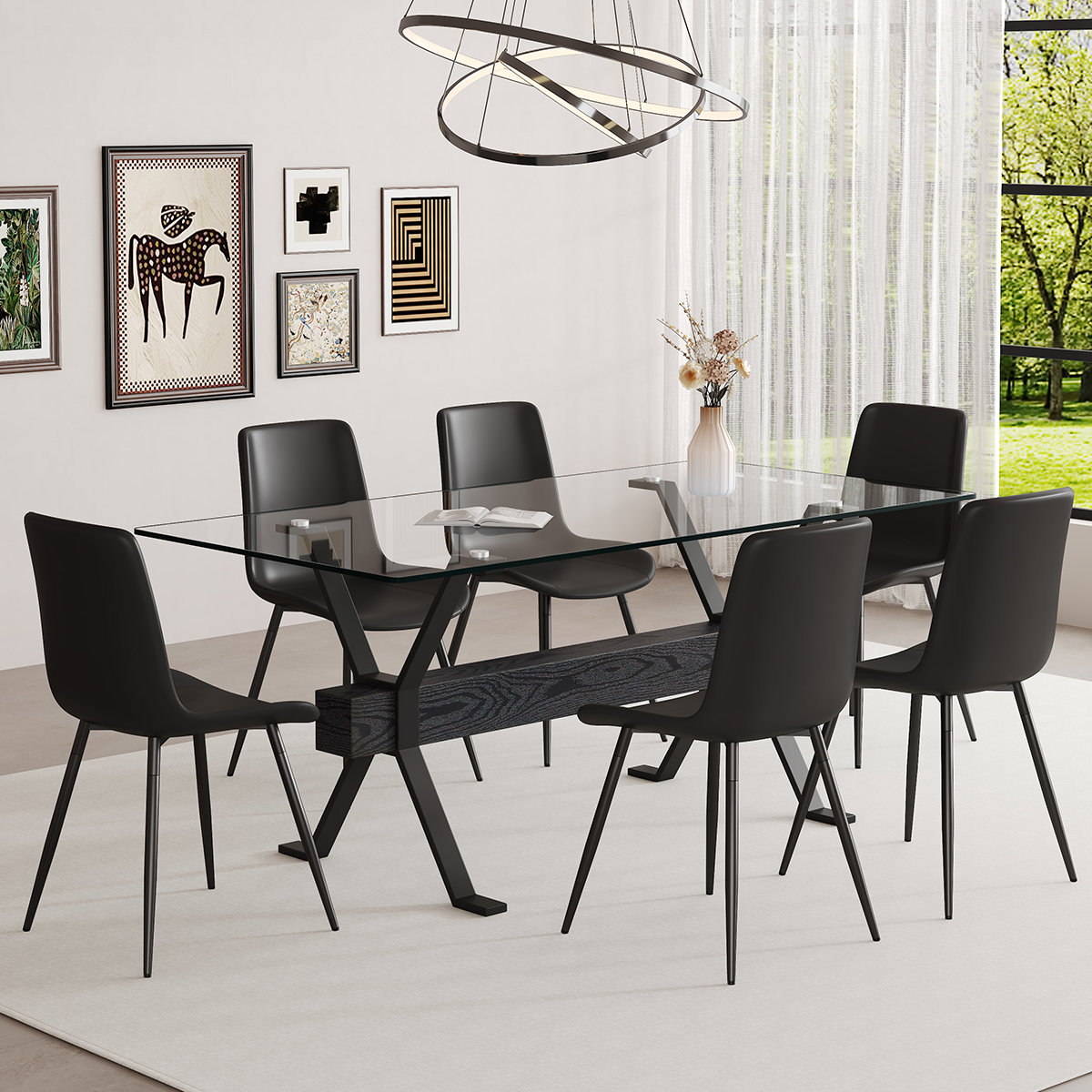 George Oliver Dining Table Set, Tempered Glass Dinner Table And ...