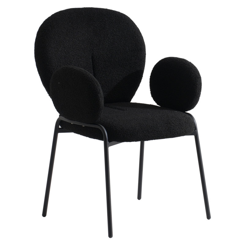 Chaise avec accoudoirs en tissu Amelia, Ensemble de 2, Noir, Noir