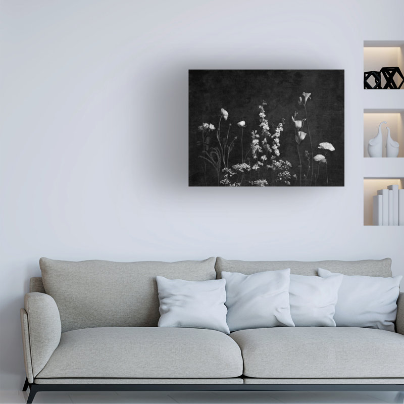 Paysage paysage botanique noir et blanc avec texture, H 14 po x l 19 po x P 2 po