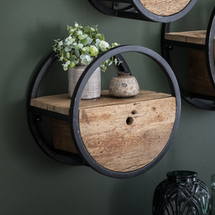 Circle Solid Wood Floating Shelf