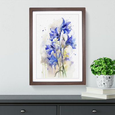 Bluebell Flower Gestural - Single Picture Frame Print on Wood